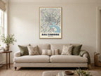 Baltimore Street Map Poster at A1, in a natural wood frame, in a sitting room