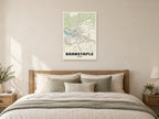 Barnstaple Street Map Poster at A1, as a poster, above a bed