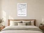Bayswater Street Map Poster at A1, as a poster, above a bed