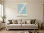 Beach Haven Street Map Poster at A1, in a natural wood frame, in a sitting room