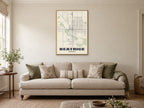 Beatrice Street Map Poster at A1, in a natural wood frame, in a sitting room