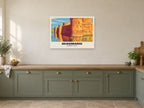 Beaumaris Castle Poster at A1, in a white frame, in a kitchen