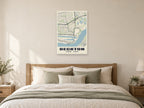 Beckton Heritage Street Map Poster at A1, as a poster, above a bed