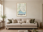Bedhampton Street Map Poster at A1, in a natural wood frame, in a sitting room