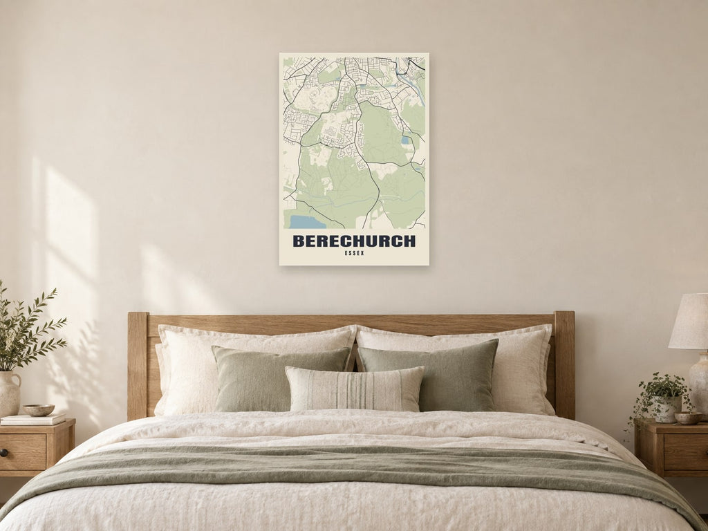 Berechurch Street Map Poster at A1, as a poster, above a bed