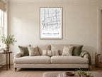 Bethnal Green Street Map Poster at A1, in a natural wood frame, in a sitting room