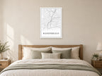 Bishopbriggs Town Centre Street Map Poster at A1, as a poster, above a bed
