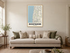 Bispham Street Map Poster at A1, in a natural wood frame, in a sitting room