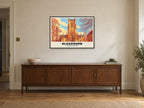Blackburn Cathedral Poster at A1, in a black frame, above a sideboard