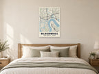 Blackwall Heritage Street Map Poster at A1, as a poster, above a bed