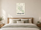 Blandford Forum Street Map Poster at A1, as a poster, above a bed