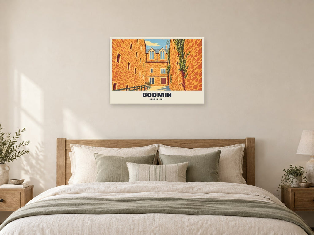 Bodmin Jail Poster at A1, as a poster, above a bed