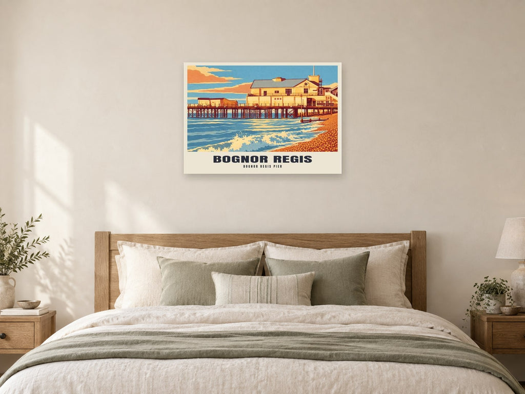 Bognor Regis Pier Poster at A1, as a poster, above a bed