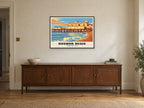 Bognor Regis Pier Poster at A1, in a black frame, above a sideboard