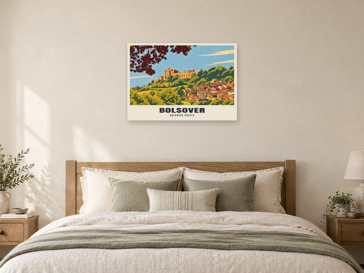 Bolsover Castle Poster at A1, as a poster, above a bed