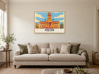 Bolton Town Hall Poster at A1, in a natural wood frame, in a sitting room
