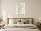 Bonhill Street Map Poster at A1, as a poster, above a bed