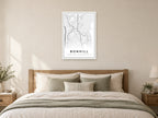 Bonhill Town Centre Street Map Poster at A1, as a poster, above a bed