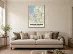 Boulogne-sur-Mer Street Map Poster at A1, in a natural wood frame, in a sitting room