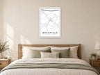 Bradfield Village Centre Street Map Poster at A1, as a poster, above a bed