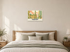 Bradford City Hall Riso-inspired Poster at A2, as a poster, above a bed