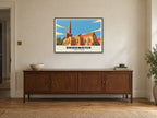 St Mary's Church, Bridgwater Poster at A1, in a black frame, above a sideboard