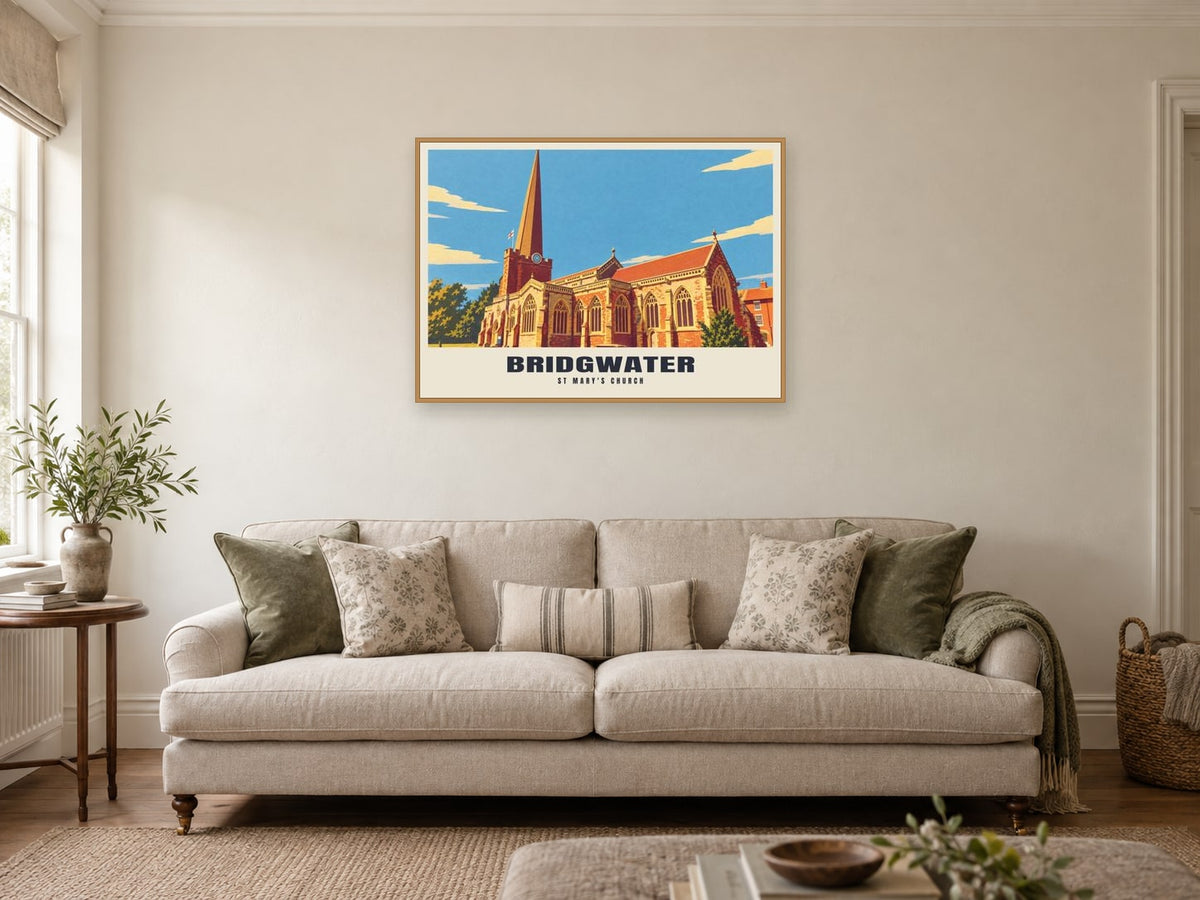 St Mary's Church, Bridgwater Poster at A1, in a natural wood frame, in a sitting room