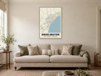 Bridlington Street Map Poster at A1, in a natural wood frame, in a sitting room