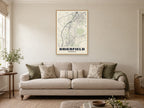 Brierfield Street Map Poster at A1, in a natural wood frame, in a sitting room
