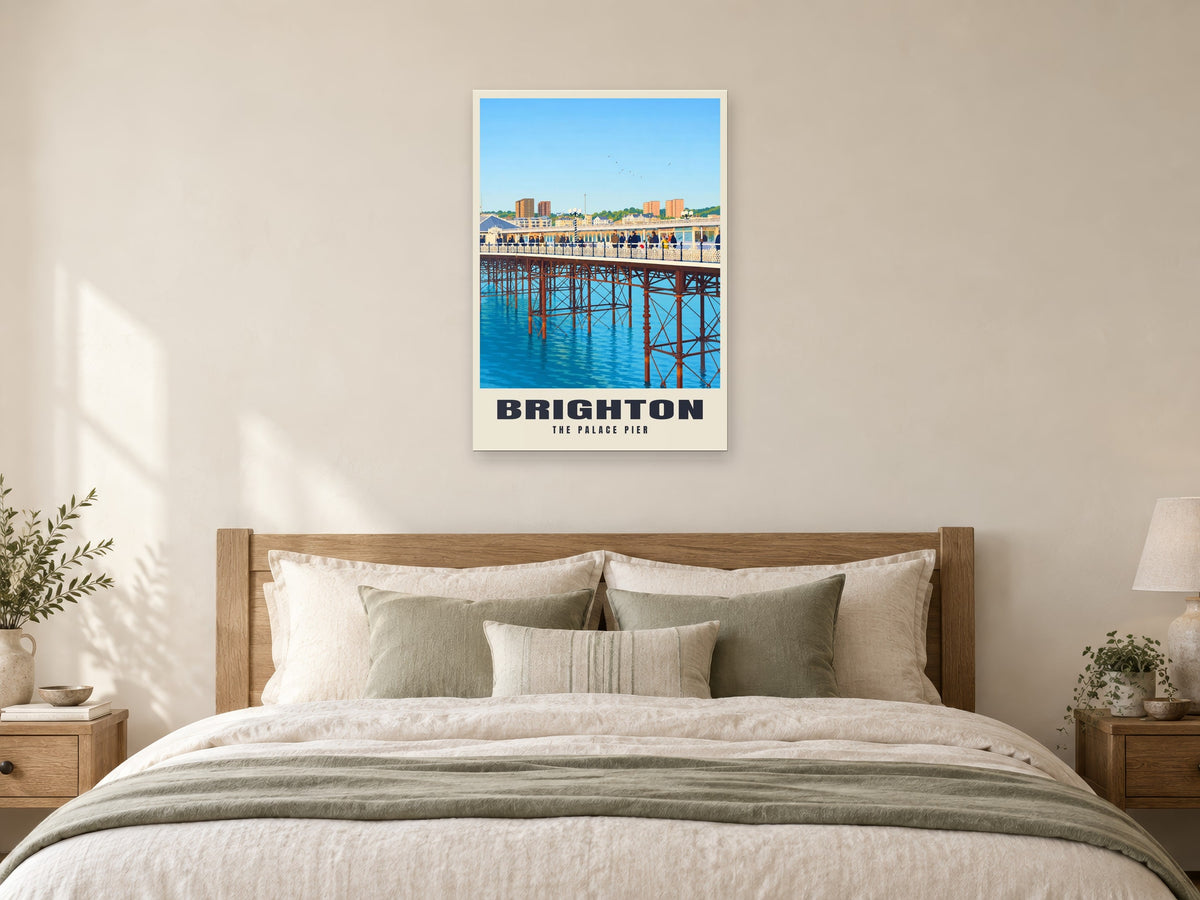 The Palace Pier, Brighton Poster at A1, as a poster, above a bed