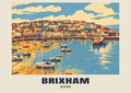 Brixham Retro Railway art print with BRIXHAM and DEVON name band