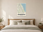 Bromborough Street Map Poster at A1, as a poster, above a bed