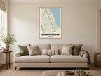 Bromborough Street Map Poster at A1, in a natural wood frame, in a sitting room