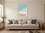 Buckie Street Map Poster at A1, in a natural wood frame, in a sitting room