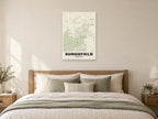 Burghfield Street Map Poster at A1, as a poster, above a bed