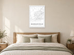 Burghfield Village Centre Street Map Poster at A1, as a poster, above a bed