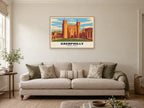 Caerphilly Castle Poster at A1, in a natural wood frame, in a sitting room