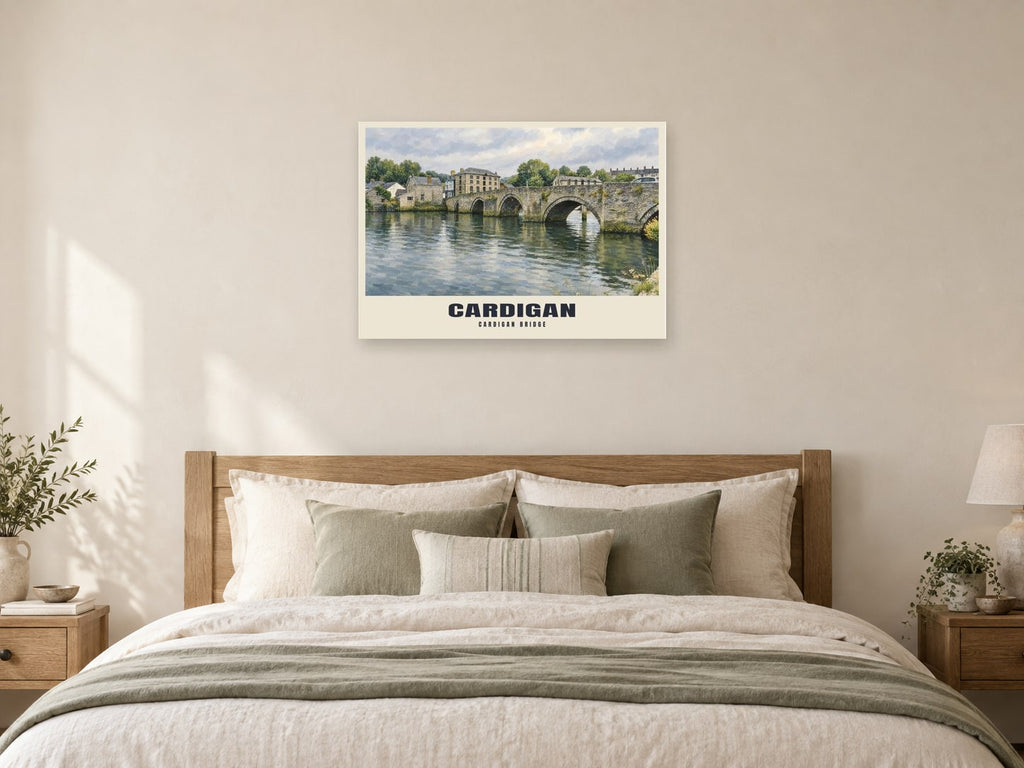 Cardigan Bridge Poster at A1, as a poster, above a bed