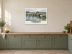 Cardigan Bridge Poster at A1, in a white frame, in a kitchen