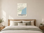 Carnoustie Street Map Poster at A1, as a poster, above a bed