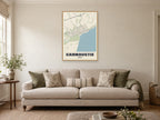 Carnoustie Street Map Poster at A1, in a natural wood frame, in a sitting room