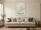 Chadderton Street Map Poster at A1, in a natural wood frame, in a sitting room