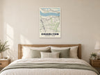 Charlton Heritage Street Map Poster at A1, as a poster, above a bed