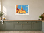 Chichester Cathedral Poster at A1, in a white frame, in a kitchen
