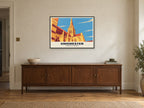 Chichester Cathedral Poster at A1, in a black frame, above a sideboard