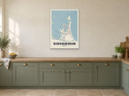 Chioggia Street Map Poster at A1, in a white frame, in a kitchen
