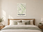 Chislehurst Heritage Street Map Poster at A1, as a poster, above a bed