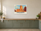 Christchurch Priory Poster at A1, in a white frame, in a kitchen