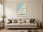 Clevedon Street Map Poster at A1, in a natural wood frame, in a sitting room