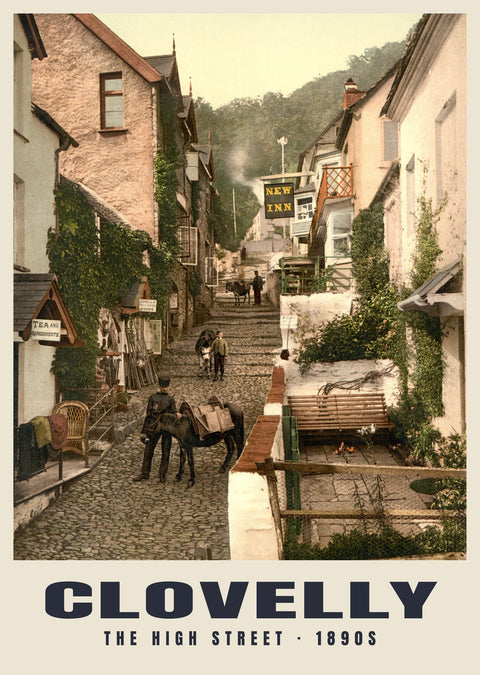La High Street, Clovelly, vers 1890-1900, tirage patrimonial